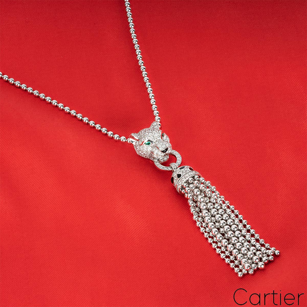 Cartier White Gold Diamond Panthere De Cartier Necklace N7424122